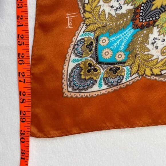 Honey Silk Scarf 30x31" Square Leafy Floral Pattern Multi Color - Picture 4 of 7